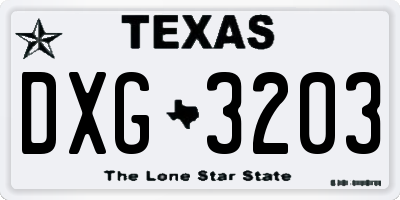 TX license plate DXG3203