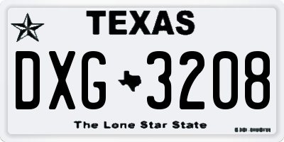 TX license plate DXG3208