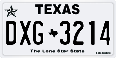 TX license plate DXG3214