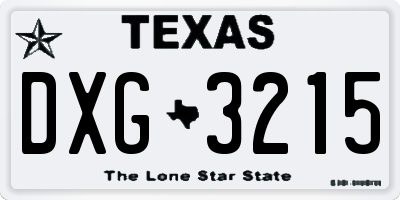 TX license plate DXG3215