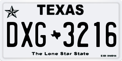 TX license plate DXG3216