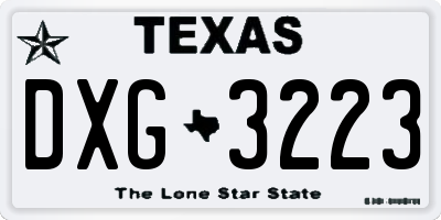 TX license plate DXG3223