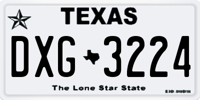 TX license plate DXG3224