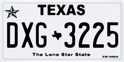 TX license plate DXG3225