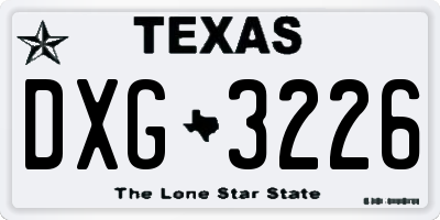 TX license plate DXG3226