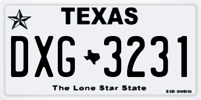 TX license plate DXG3231