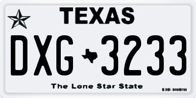 TX license plate DXG3233
