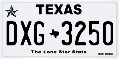 TX license plate DXG3250
