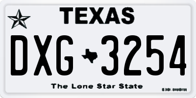TX license plate DXG3254
