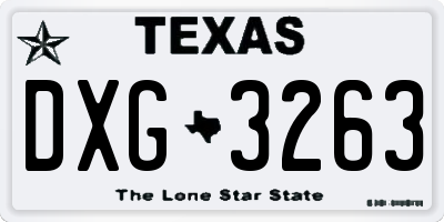 TX license plate DXG3263