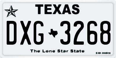 TX license plate DXG3268
