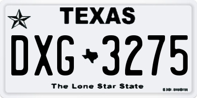 TX license plate DXG3275