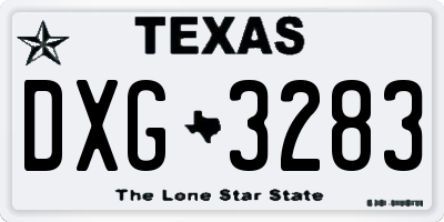 TX license plate DXG3283