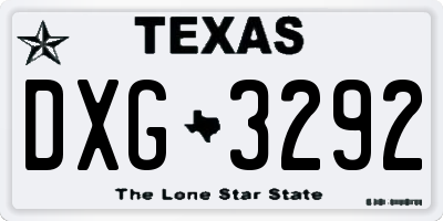 TX license plate DXG3292