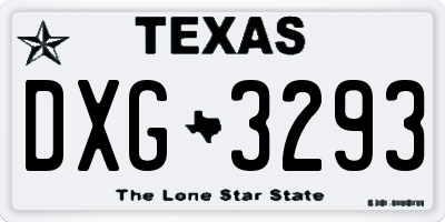 TX license plate DXG3293