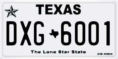 TX license plate DXG6001