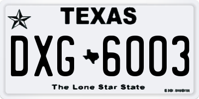 TX license plate DXG6003