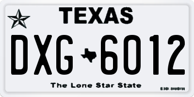 TX license plate DXG6012