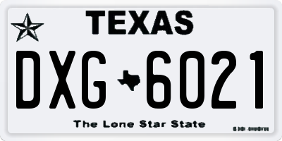 TX license plate DXG6021