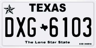 TX license plate DXG6103
