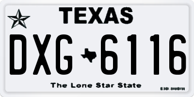 TX license plate DXG6116