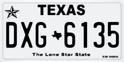 TX license plate DXG6135