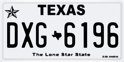 TX license plate DXG6196