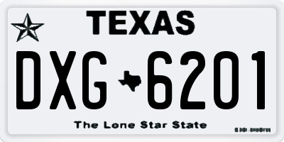 TX license plate DXG6201