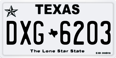 TX license plate DXG6203