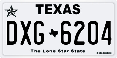 TX license plate DXG6204
