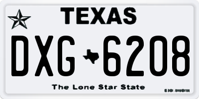 TX license plate DXG6208
