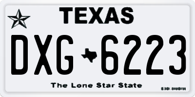 TX license plate DXG6223
