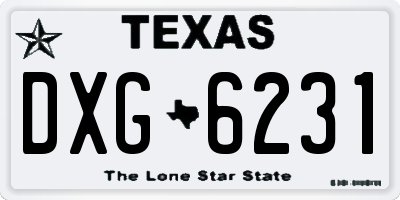 TX license plate DXG6231