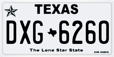 TX license plate DXG6260