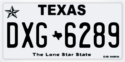 TX license plate DXG6289