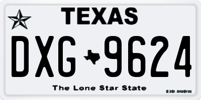 TX license plate DXG9624