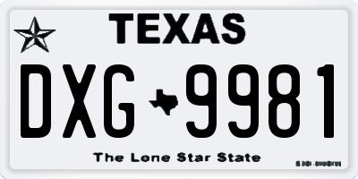 TX license plate DXG9981