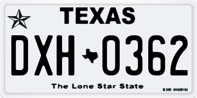 TX license plate DXH0362