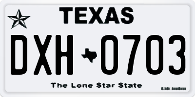 TX license plate DXH0703
