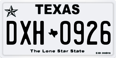 TX license plate DXH0926