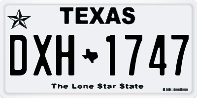 TX license plate DXH1747