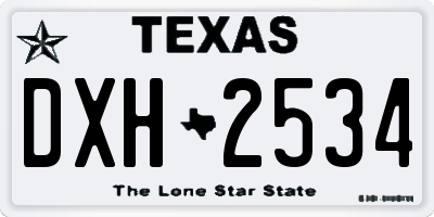 TX license plate DXH2534