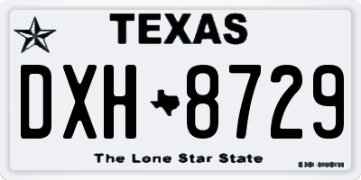 TX license plate DXH8729
