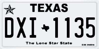 TX license plate DXI1135