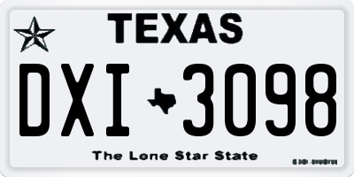 TX license plate DXI3098