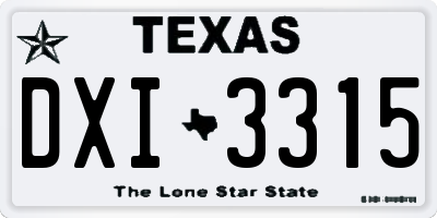 TX license plate DXI3315