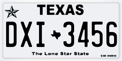 TX license plate DXI3456