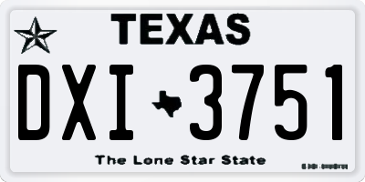 TX license plate DXI3751