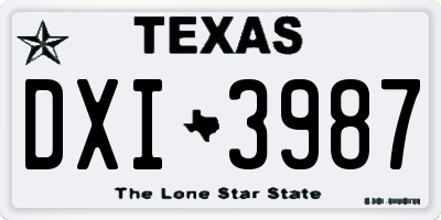 TX license plate DXI3987