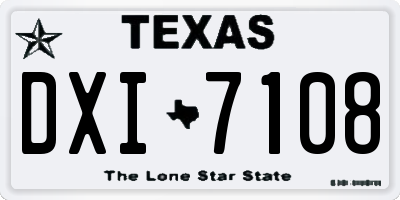 TX license plate DXI7108